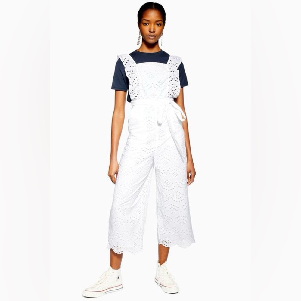 TOPSHOP EYELET RUFFLE JUMPSUIT - Picture 3 of 16